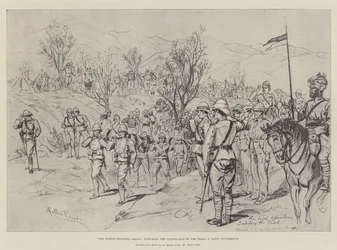 De Indiase Grensopstand, het bekijken van het vervoer van de doden, een dagelijkse gebeurtenis